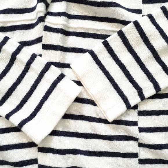 Cabi Victory Longline Open Front Striped Duster Cardigan Navy Blue Ivory Size M - Picture 9 of 12